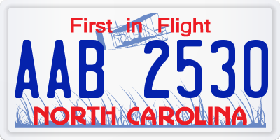 NC license plate AAB2530