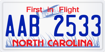NC license plate AAB2533