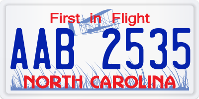 NC license plate AAB2535