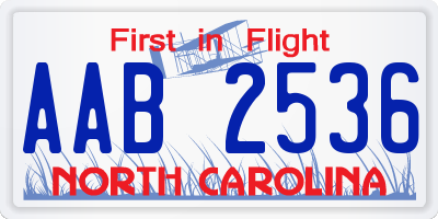 NC license plate AAB2536