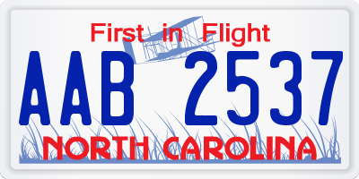 NC license plate AAB2537