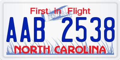NC license plate AAB2538