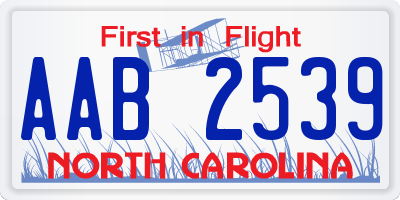 NC license plate AAB2539