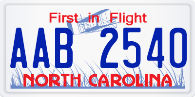 NC license plate AAB2540