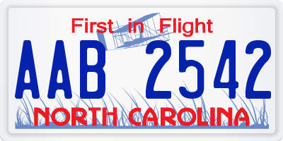 NC license plate AAB2542