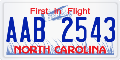 NC license plate AAB2543