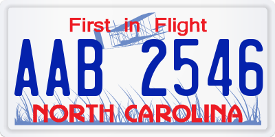 NC license plate AAB2546