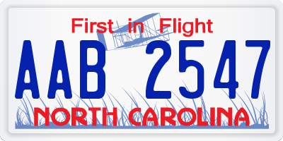 NC license plate AAB2547