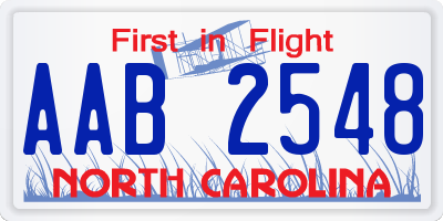 NC license plate AAB2548