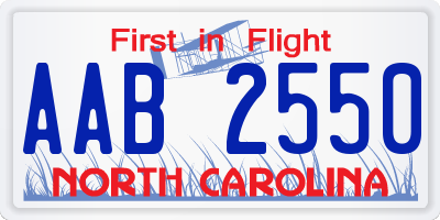 NC license plate AAB2550