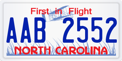 NC license plate AAB2552