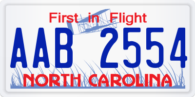 NC license plate AAB2554