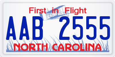 NC license plate AAB2555