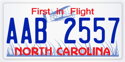 NC license plate AAB2557