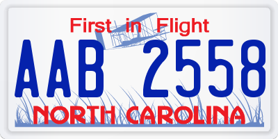 NC license plate AAB2558