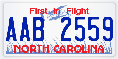 NC license plate AAB2559