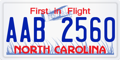NC license plate AAB2560