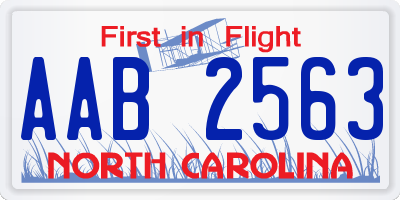 NC license plate AAB2563