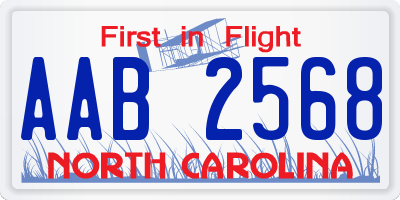 NC license plate AAB2568