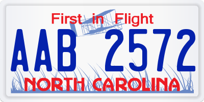 NC license plate AAB2572