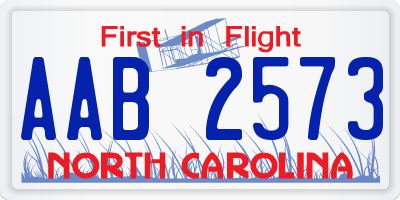 NC license plate AAB2573