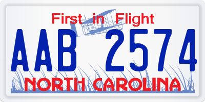 NC license plate AAB2574