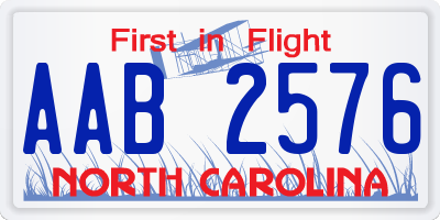 NC license plate AAB2576