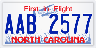 NC license plate AAB2577