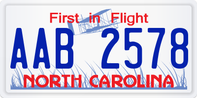 NC license plate AAB2578
