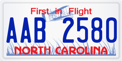 NC license plate AAB2580