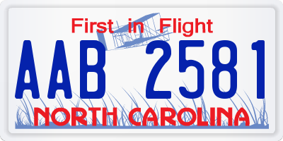 NC license plate AAB2581