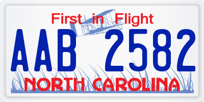 NC license plate AAB2582