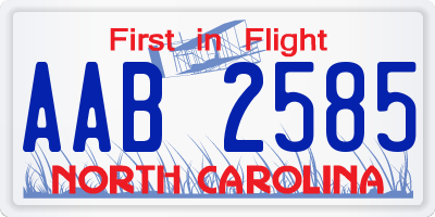 NC license plate AAB2585