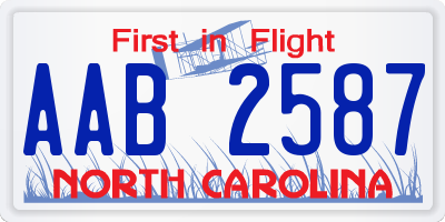 NC license plate AAB2587