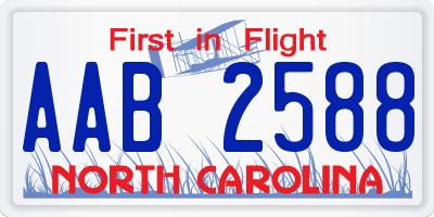 NC license plate AAB2588