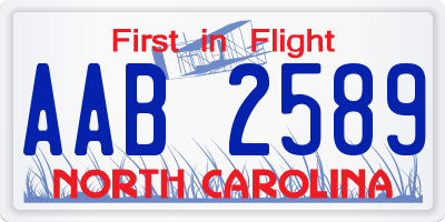 NC license plate AAB2589