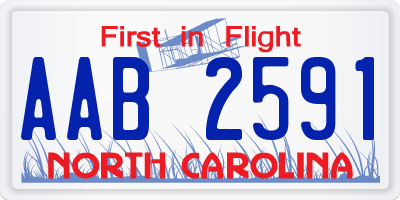 NC license plate AAB2591