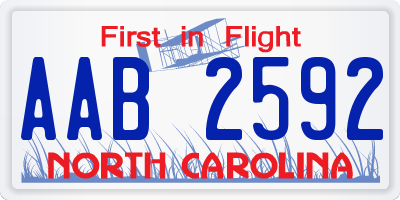 NC license plate AAB2592