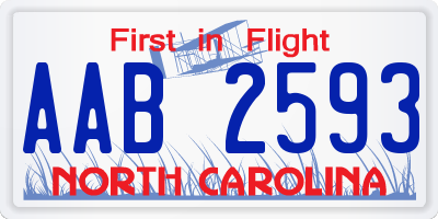 NC license plate AAB2593