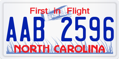 NC license plate AAB2596