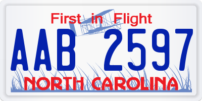 NC license plate AAB2597