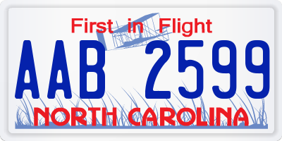 NC license plate AAB2599