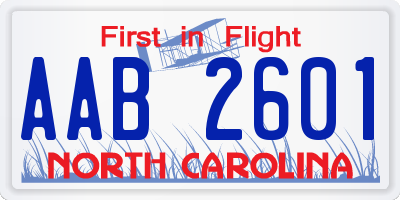NC license plate AAB2601