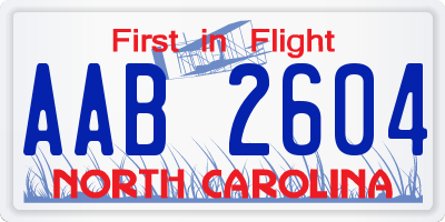 NC license plate AAB2604