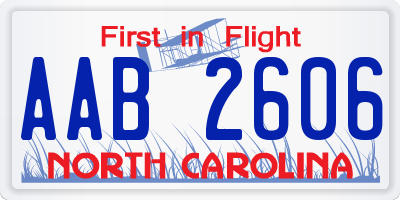 NC license plate AAB2606