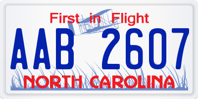 NC license plate AAB2607