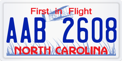 NC license plate AAB2608