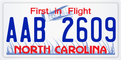 NC license plate AAB2609