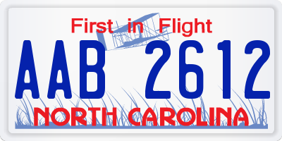 NC license plate AAB2612