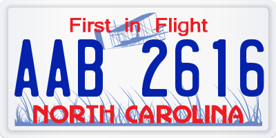 NC license plate AAB2616